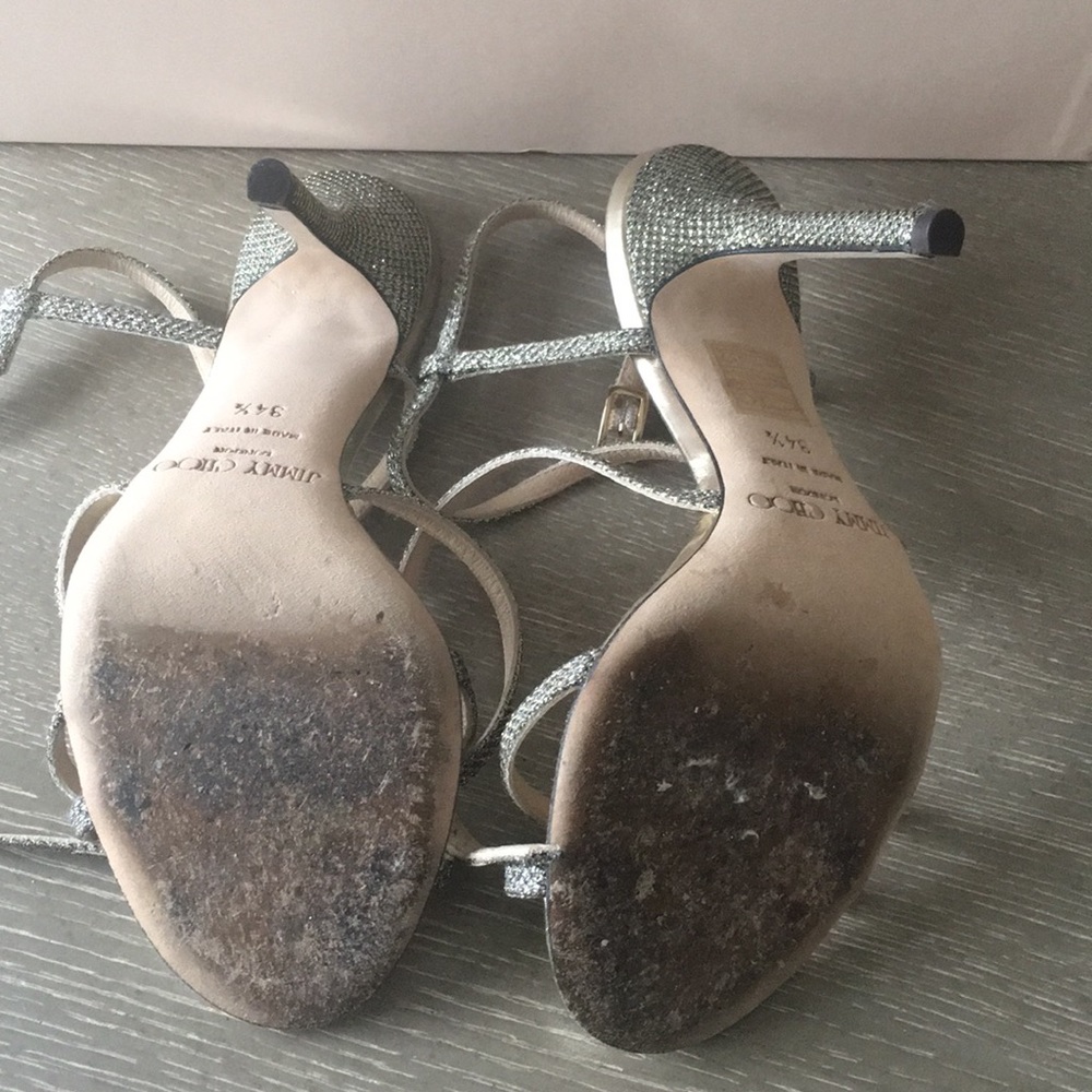 Jimmy Choo Wedding Shoe Lame Glitter Sandal Sz 5 - Picture 2 of 5